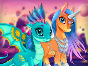 Cute Unicorns And Dragons Puzzle Online Game